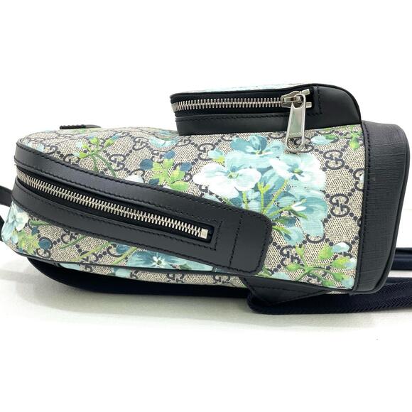 Gucci GG Blooms Backpack Daypack Beige Blue - Picture 5 of 15